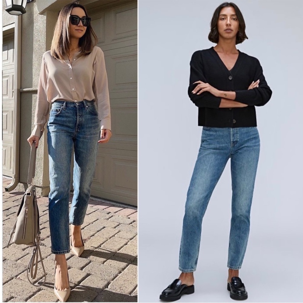 NEW EVERLANE‎ 90s Organic Cotton Denim High Waist Straight Leg Cheeky Jean 25